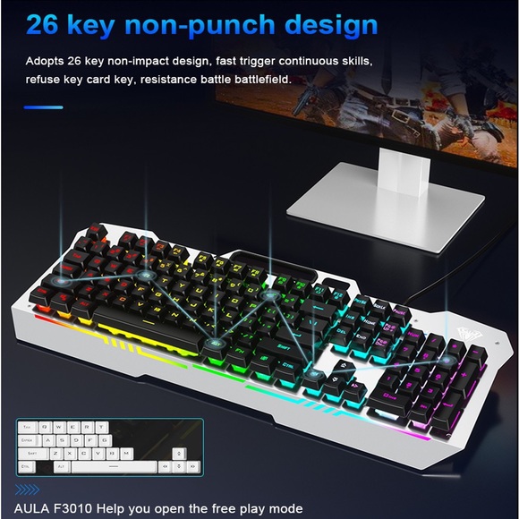 RGB Backlit Gaming Keyboard Mouse Combo, Wired Gaming Set - Picture 6 of 7